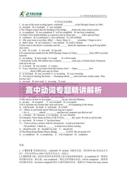 高中动词专题精讲解析