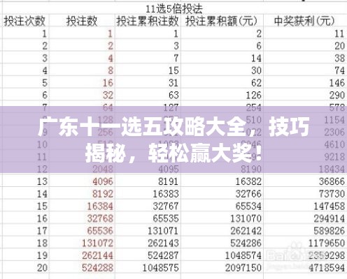 广东十一选五攻略大全,技巧揭秘,轻松赢大奖!