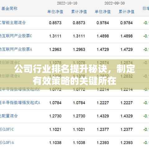 公司行业排名提升秘诀,制定有效策略的关键所在